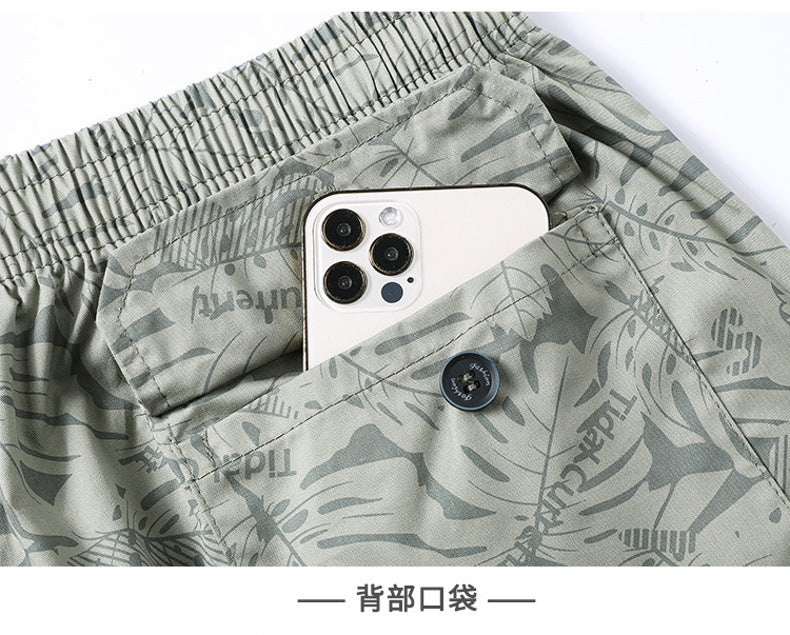 Short mi-long en coton pour homme  Style décontracté, coupe droite et ample, motif camouflage tendance
