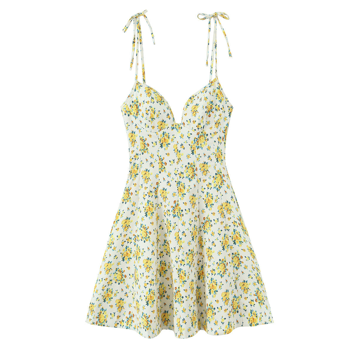 Robe femme en popeline à imprimé fleuri, style français, coupe élégante et légère parfaite pour le printemps.