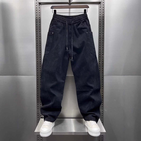 2025 Spring and Autumn Vintage Jeans Men's Trendy Brand Scimitar Pants American Casual Washed Retro Cargo Pants