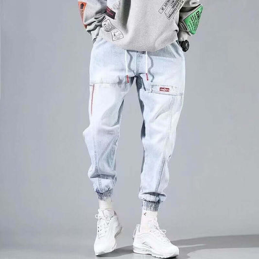 Autumn and winter jeans men's tide brand casual loose fat plus fat plus size beam feet wide leg harem casual pants men