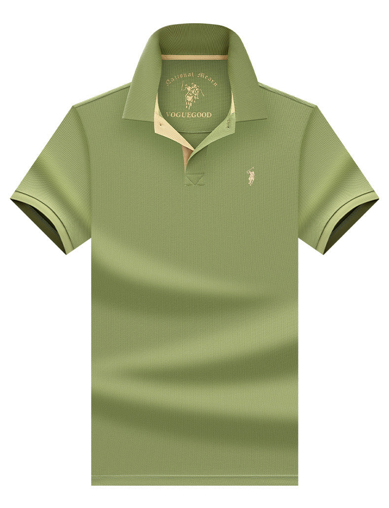 Polo homme en coton mercerisé  manches courtes, col à revers, qualité premium