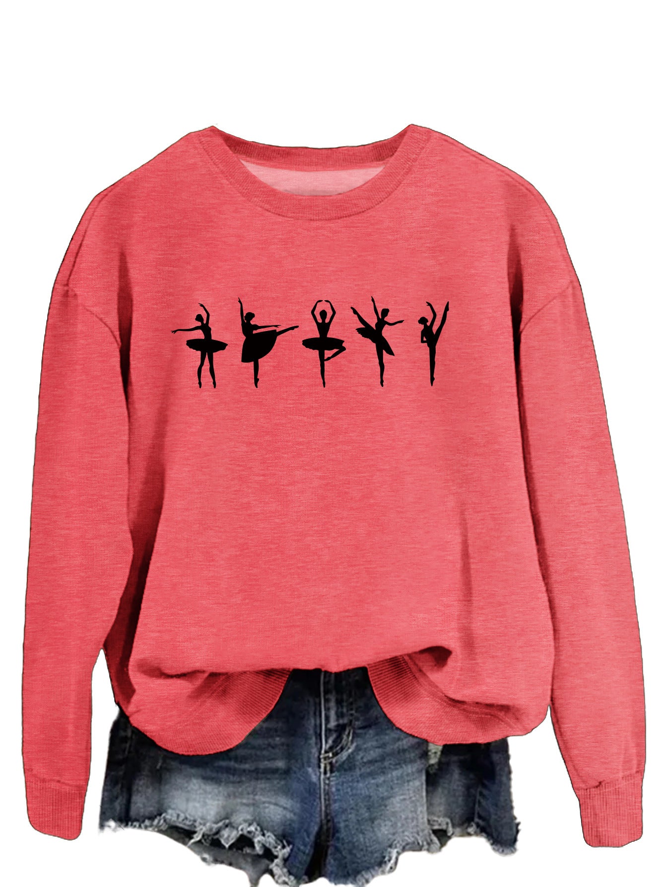 Sweatshirt automne-hiver pour femme  Style décontracté européen et américain, col rond, manches longues, coupe ample et confortable, parfait pour un look ballet casual