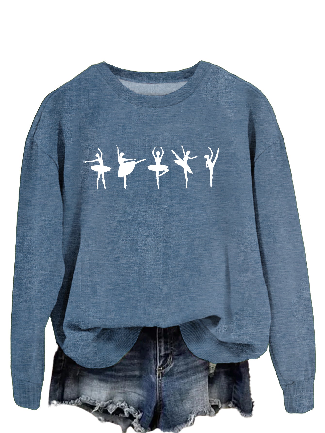 Sweatshirt automne-hiver pour femme  Style décontracté européen et américain, col rond, manches longues, coupe ample et confortable, parfait pour un look ballet casual