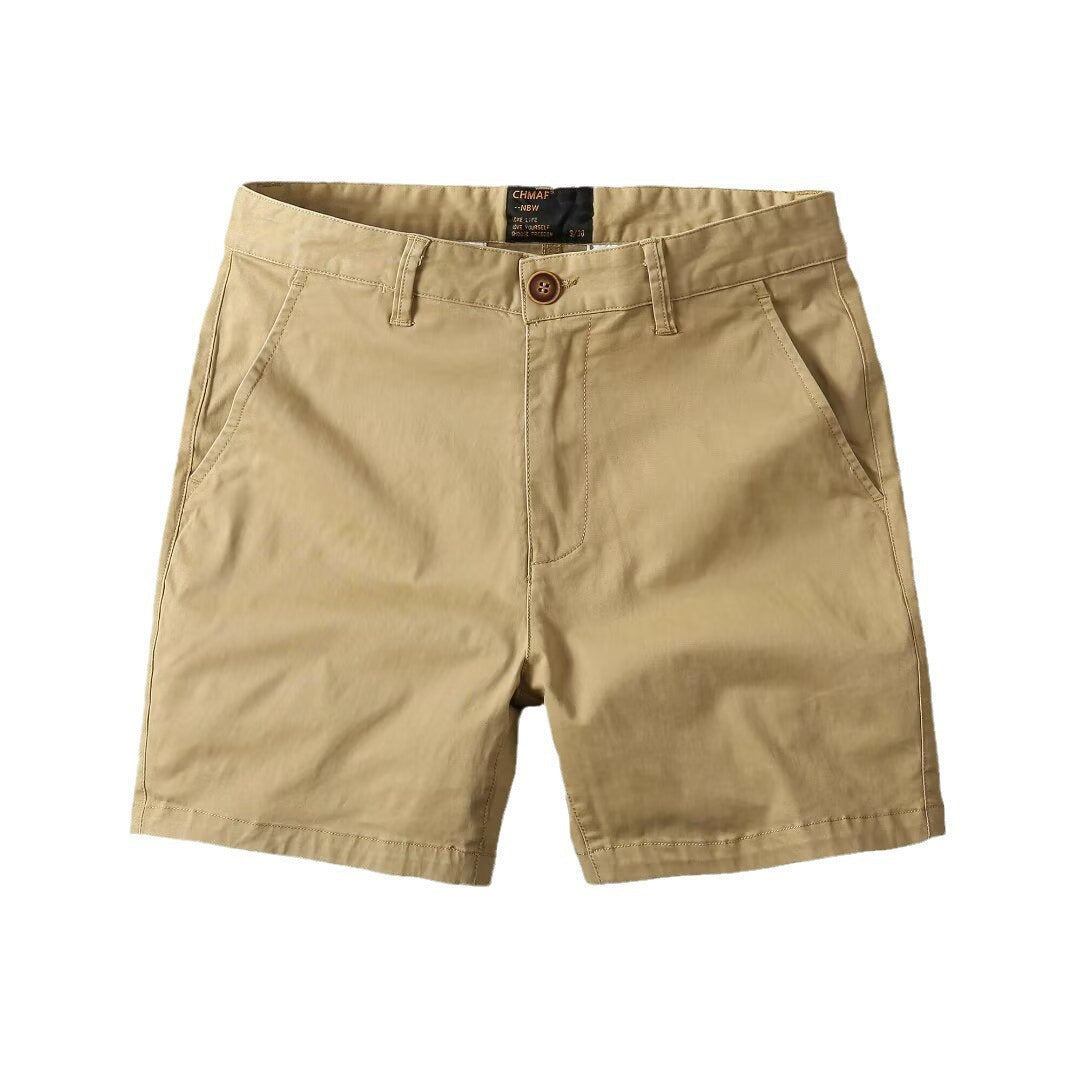 Short décontracté en coton lavé pour homme  Léger, coupe droite slim, avec légère élasticité, tendance et polyvalent