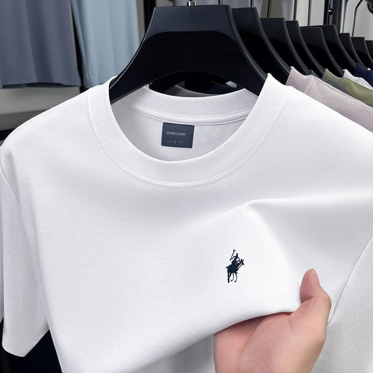 T-shirt homme haut de gamme  manches courtes, coton de qualité, broderie élégante, style casual