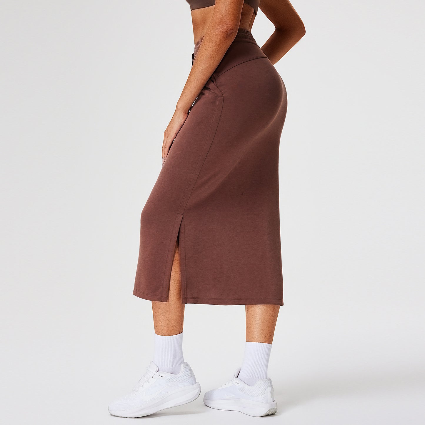 Jupe Mi-Longue Femme  Taille Haute, Coupe Droite & Style Décontracté