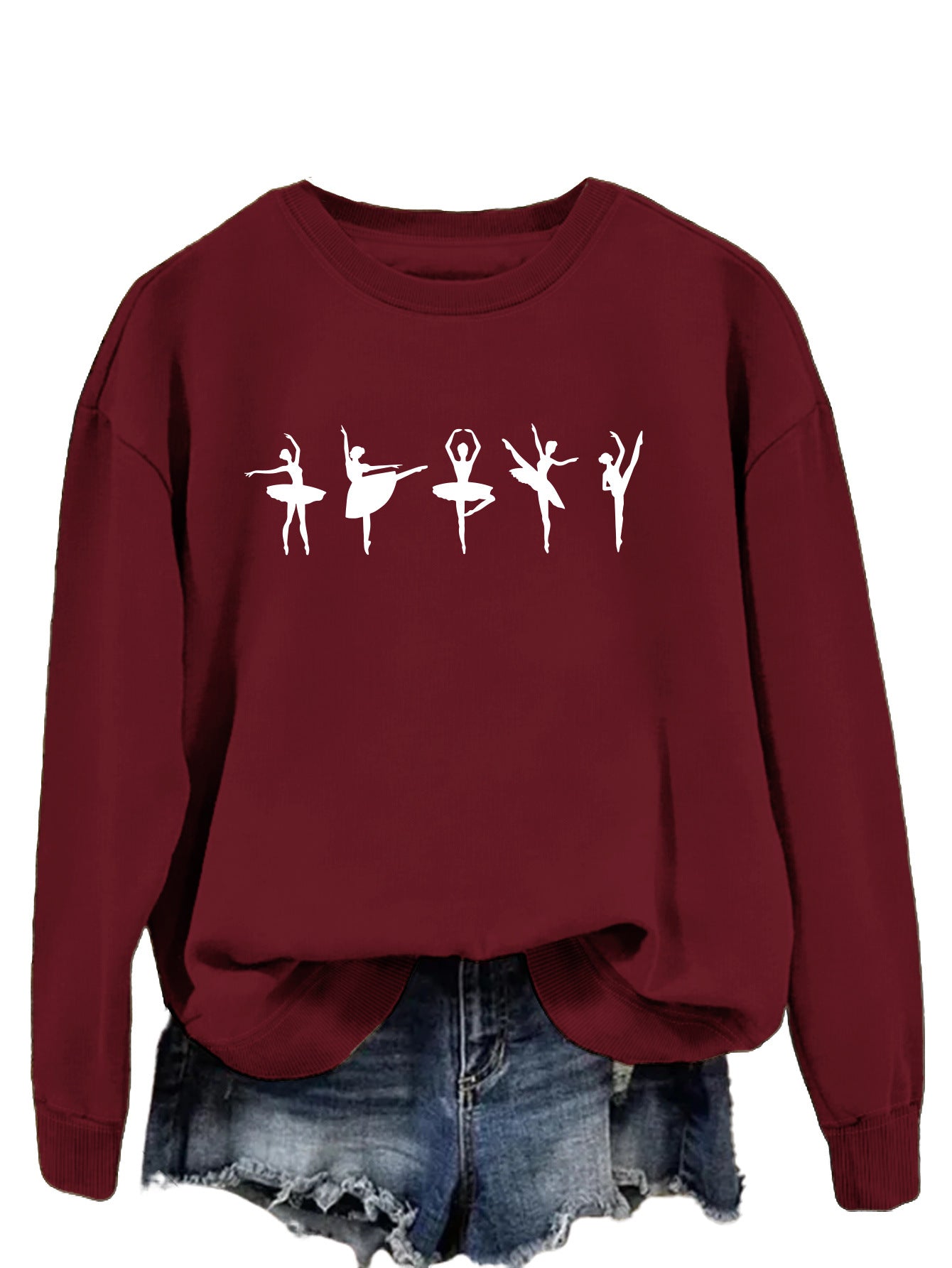 Sweatshirt automne-hiver pour femme  Style décontracté européen et américain, col rond, manches longues, coupe ample et confortable, parfait pour un look ballet casual