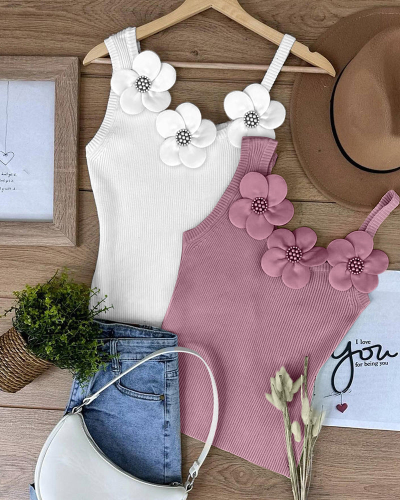 Top Slim à Bretelles avec Motif Floral  Chic & Sexy
