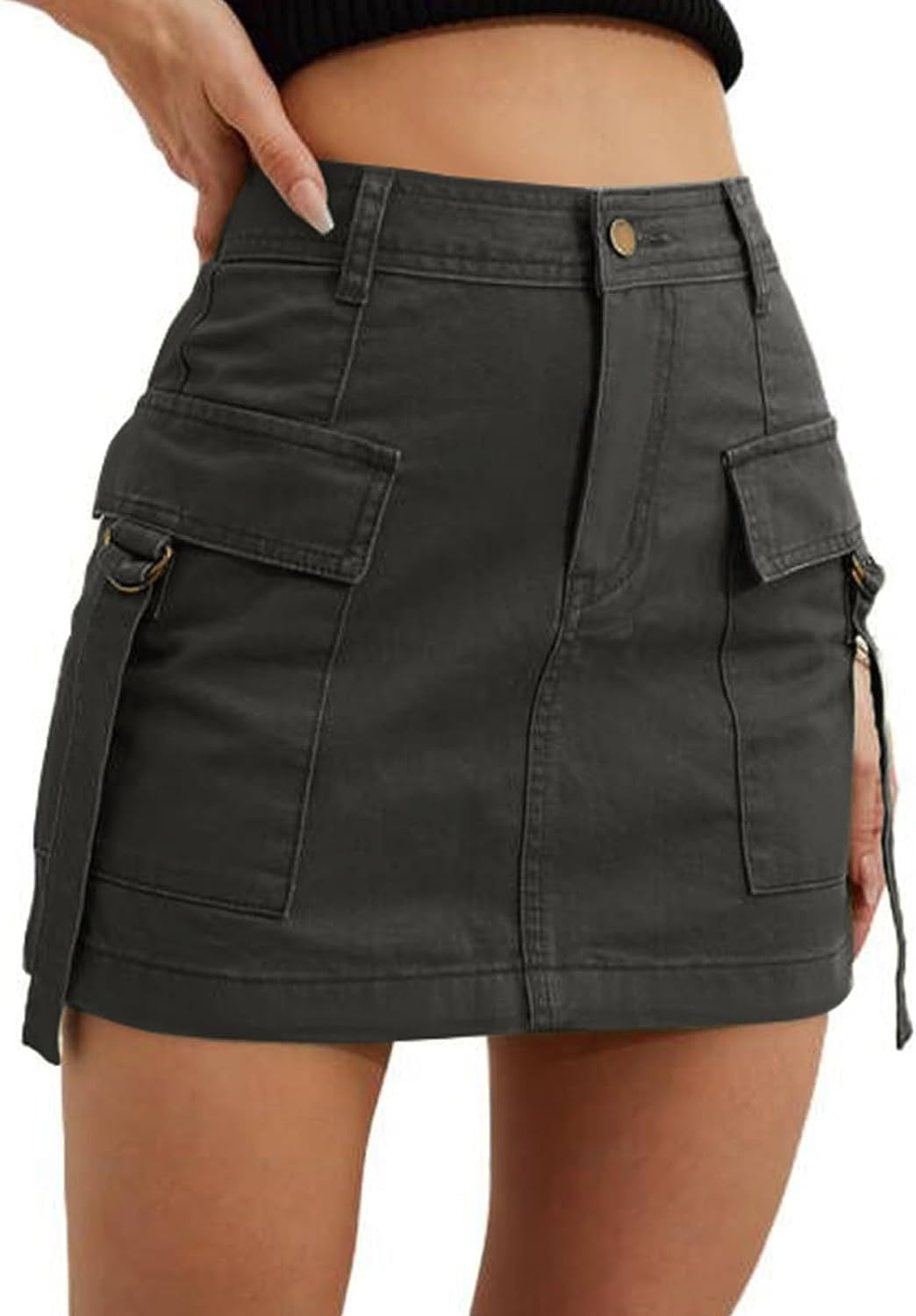 Mini-Jupe Cargo Taille Basse  Coton Confortable & Effet Galbant