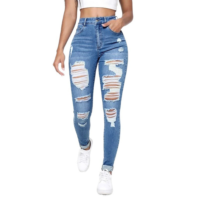 Jean Skinny Femme Taille Haute  Printemps