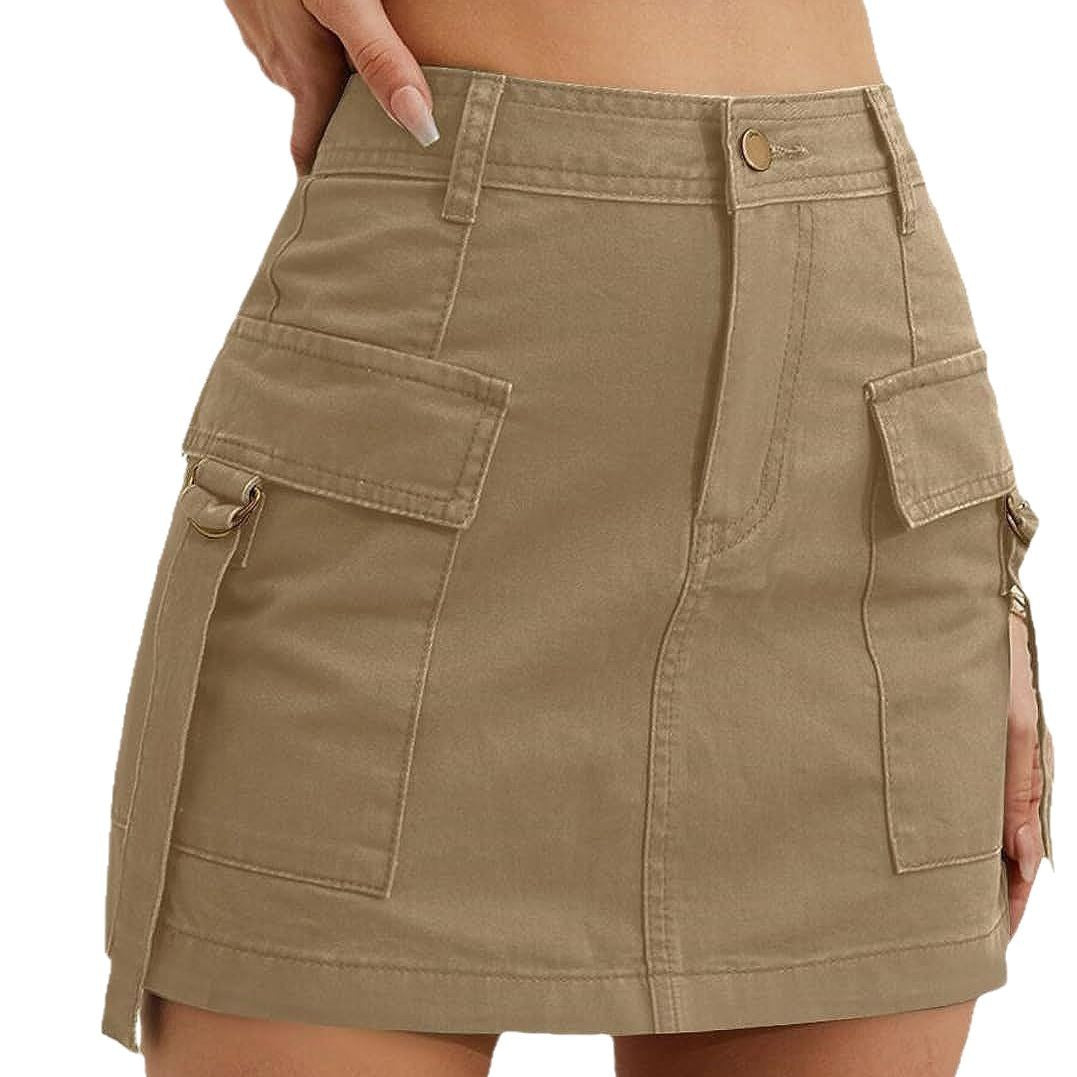 Mini-Jupe Cargo Taille Basse  Coton Confortable & Effet Galbant