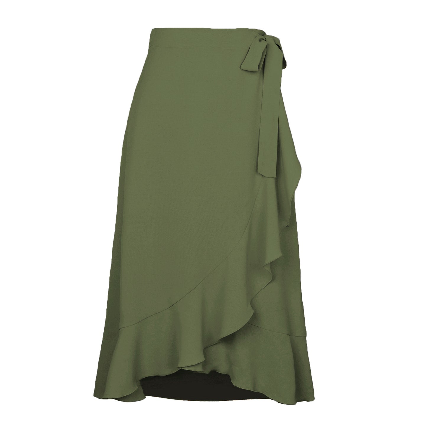 Jupe Élégante à Volants  Coupe Asymétrique & Tissu Uni Drapé