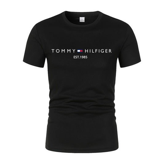 T-shirt homme en coton épais  manches courtes, imprimé tendance, coupe ample