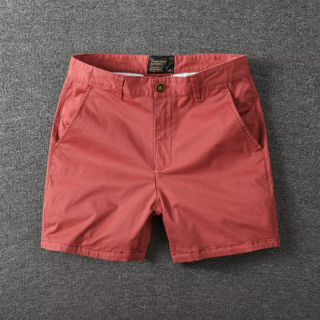 Short décontracté en coton lavé pour homme  Léger, coupe droite slim, avec légère élasticité, tendance et polyvalent