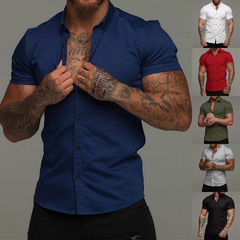 Chemise Homme Manches Courtes  Coupe Ajustée & Style Épuré