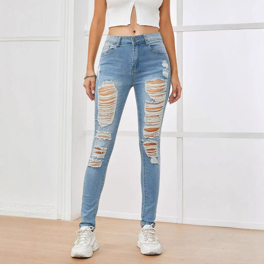 Jean Skinny Femme Taille Haute  Printemps