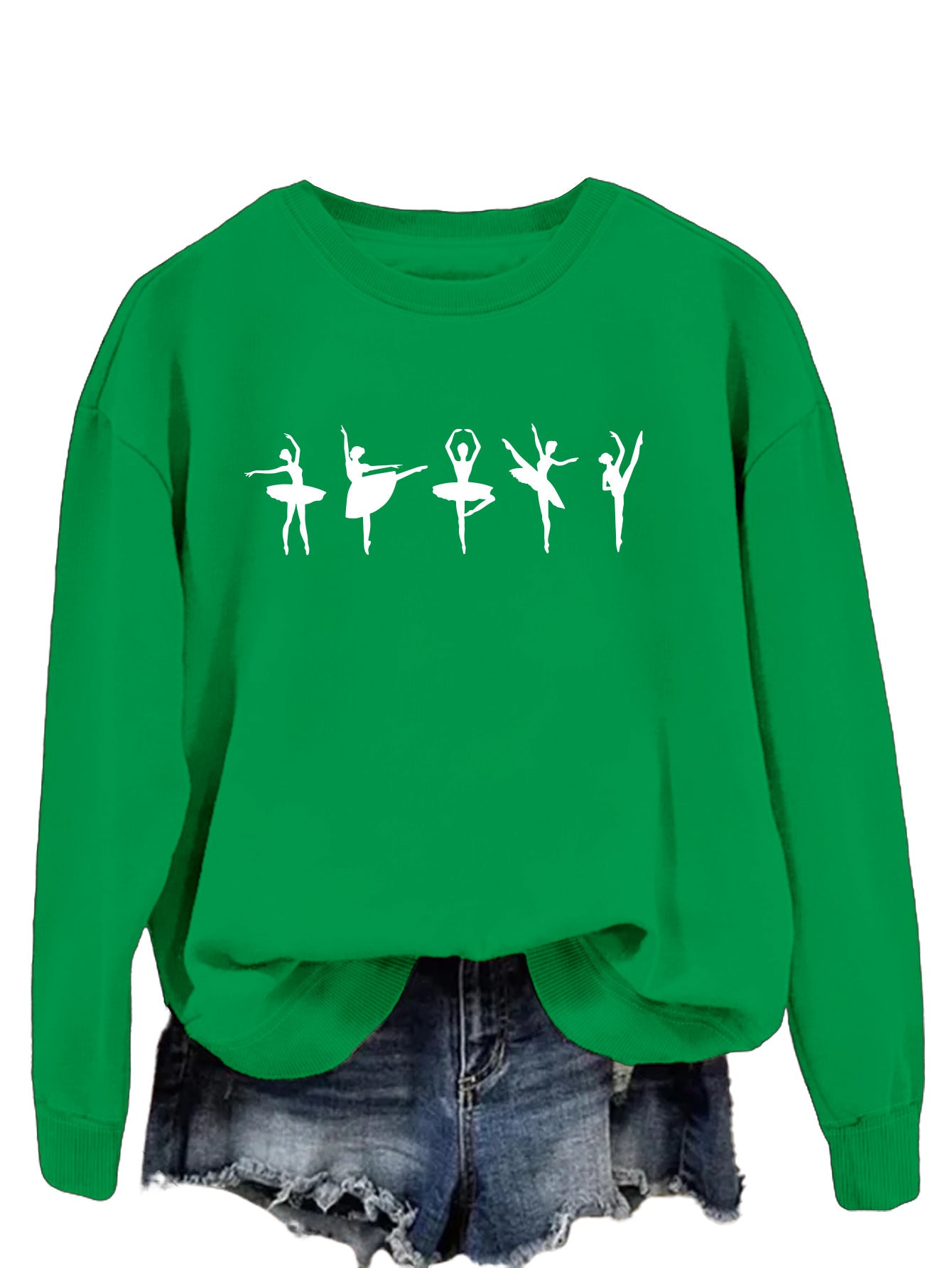 Sweatshirt automne-hiver pour femme  Style décontracté européen et américain, col rond, manches longues, coupe ample et confortable, parfait pour un look ballet casual