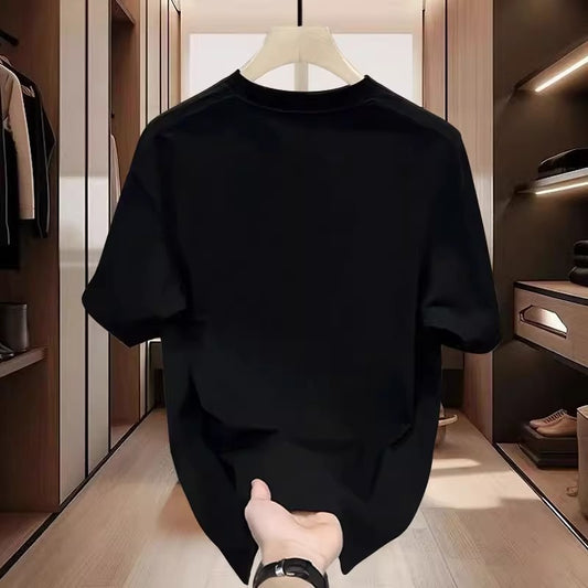 T-shirt homme en coton épais  style streetwear, manches courtes, coupe ample haut de gamme
