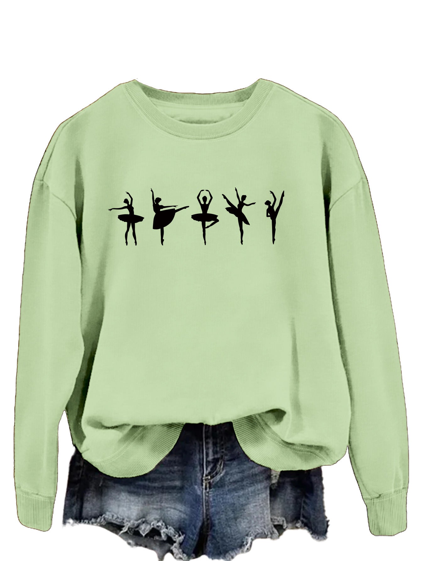 Sweatshirt automne-hiver pour femme  Style décontracté européen et américain, col rond, manches longues, coupe ample et confortable, parfait pour un look ballet casual