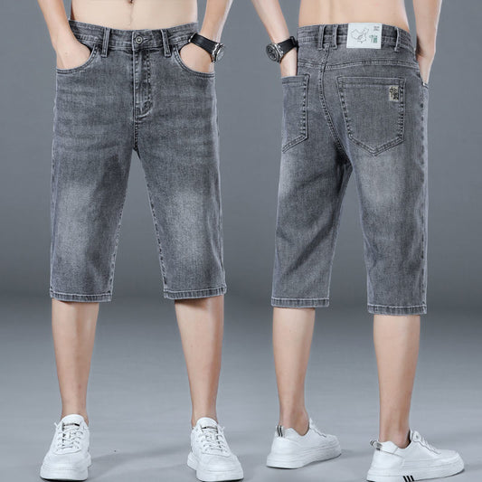 Short en jean pour homme  Coupe droite et ample, style décontracté et polyvalent