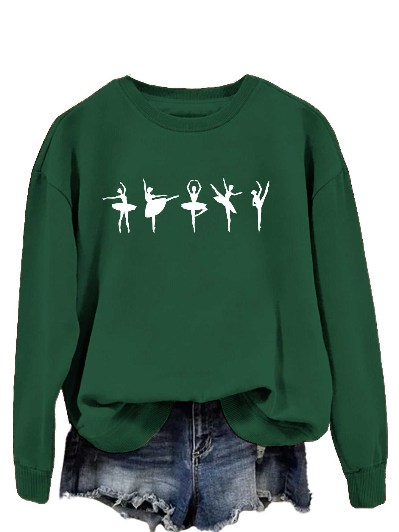 Sweatshirt automne-hiver pour femme  Style décontracté européen et américain, col rond, manches longues, coupe ample et confortable, parfait pour un look ballet casual