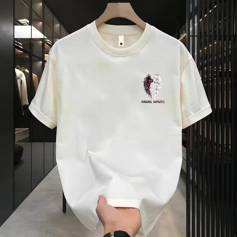 T-shirt homme en coton  manches courtes, style haut de gamme, coupe casual et polyvalente
