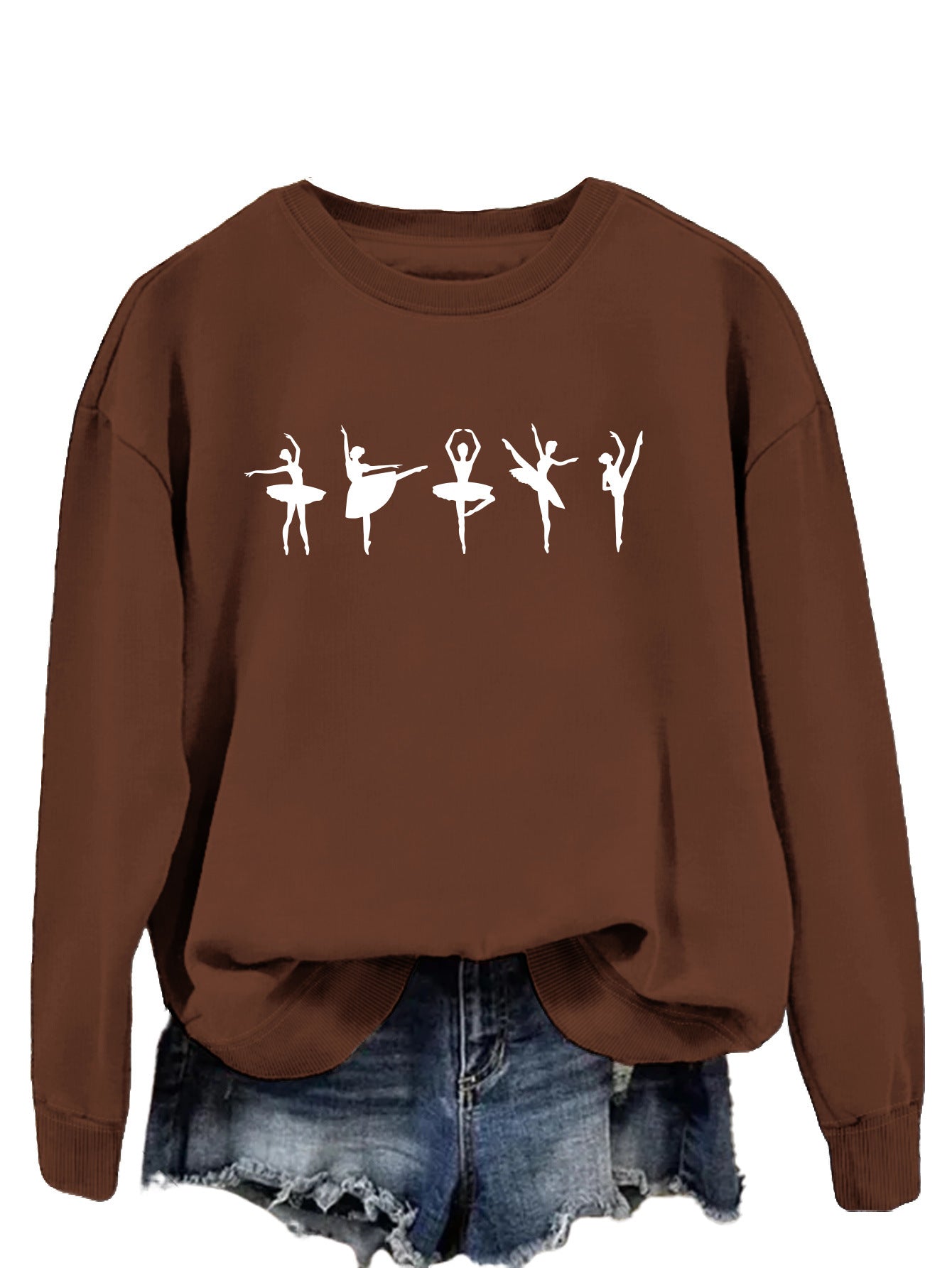 Sweatshirt automne-hiver pour femme  Style décontracté européen et américain, col rond, manches longues, coupe ample et confortable, parfait pour un look ballet casual