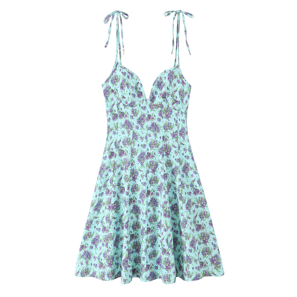 Robe femme en popeline à imprimé fleuri, style français, coupe élégante et légère parfaite pour le printemps.