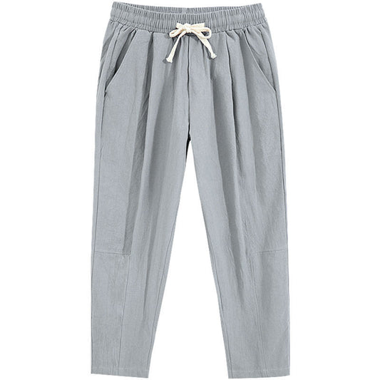 Pantalon décontracté en coton et lin pour homme  Coupe droite et large, style confortable et moderne