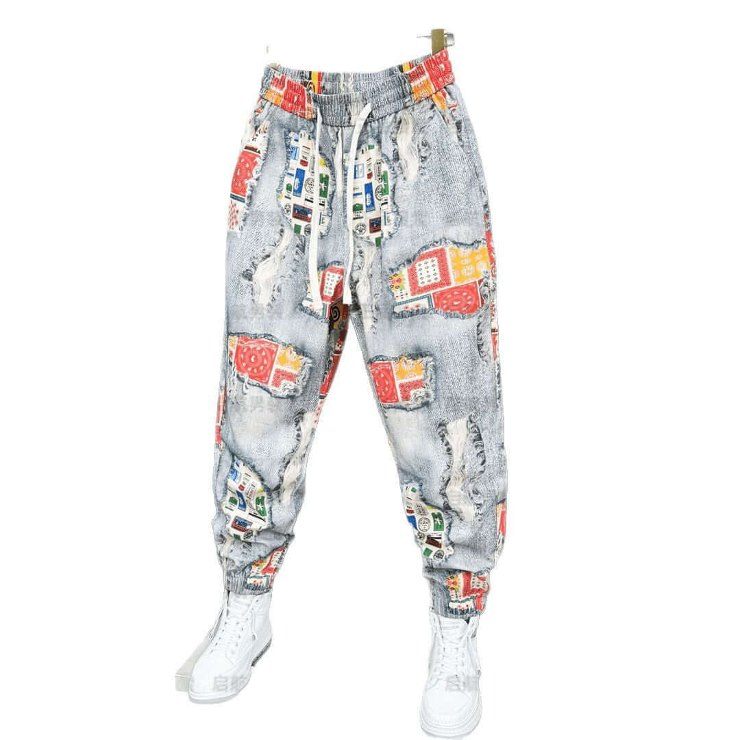 Cross-border autumn new retro Hong Kong style design sense casual pants, men's handsome, loose contrasting personality, versatile and bound feet