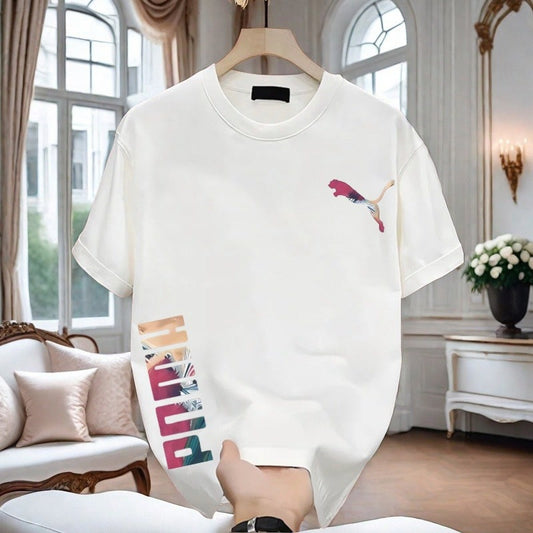 T-shirt homme en coton  manches courtes, col rond, coupe ample et polyvalente