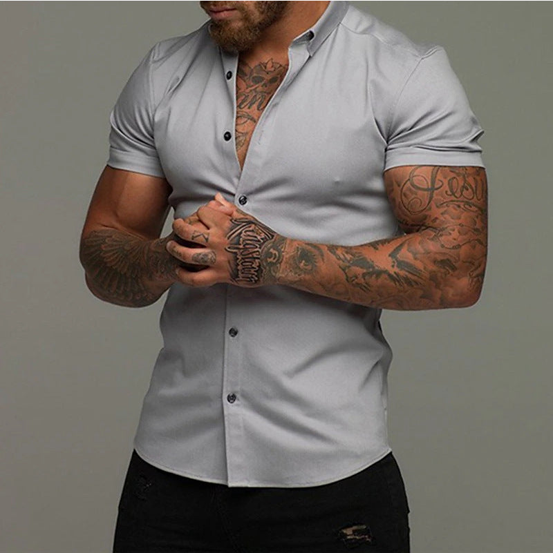 Chemise Homme Manches Courtes  Coupe Ajustée & Style Épuré