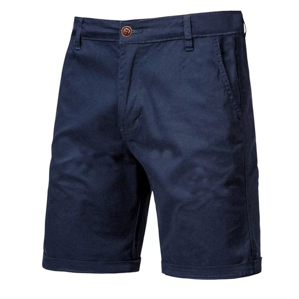 Shorts en coton décontractés pour homme, coupe droite et ajustée, longueur cinq points, couleur unie, grande taille, style sportif européen et américain.