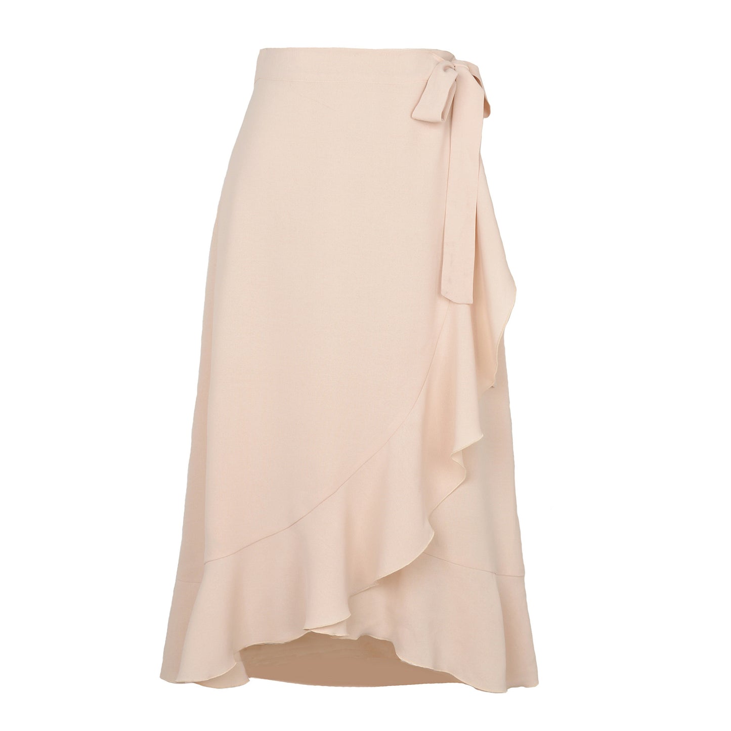 Jupe Élégante à Volants  Coupe Asymétrique & Tissu Uni Drapé