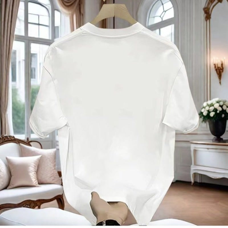 T-shirt homme en coton  manches courtes, col rond, coupe ample et polyvalente
