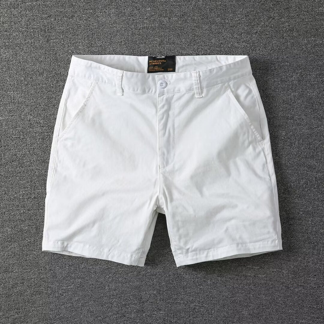 Short décontracté en coton lavé pour homme  Léger, coupe droite slim, avec légère élasticité, tendance et polyvalent