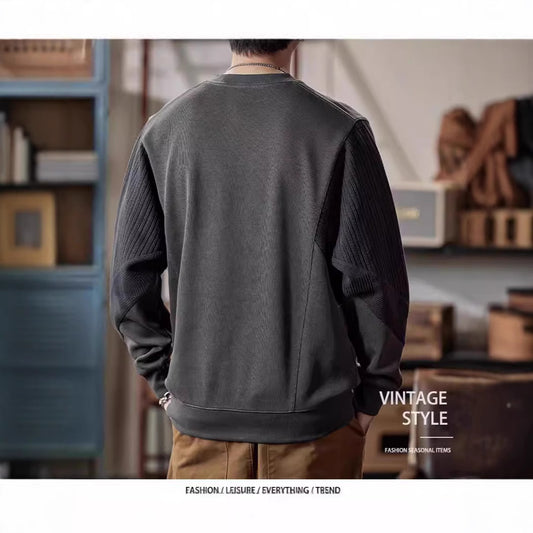 Sweat-shirt pour homme  Col rond, coupe ample, style décontracté et élégant, manches longues