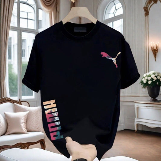 T-shirt homme en coton  manches courtes, col rond, coupe ample et polyvalente