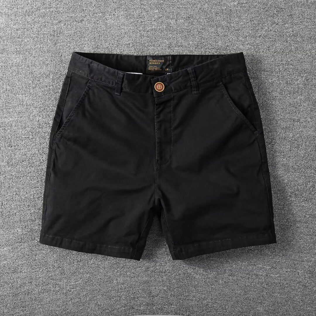 Short décontracté en coton lavé pour homme  Léger, coupe droite slim, avec légère élasticité, tendance et polyvalent