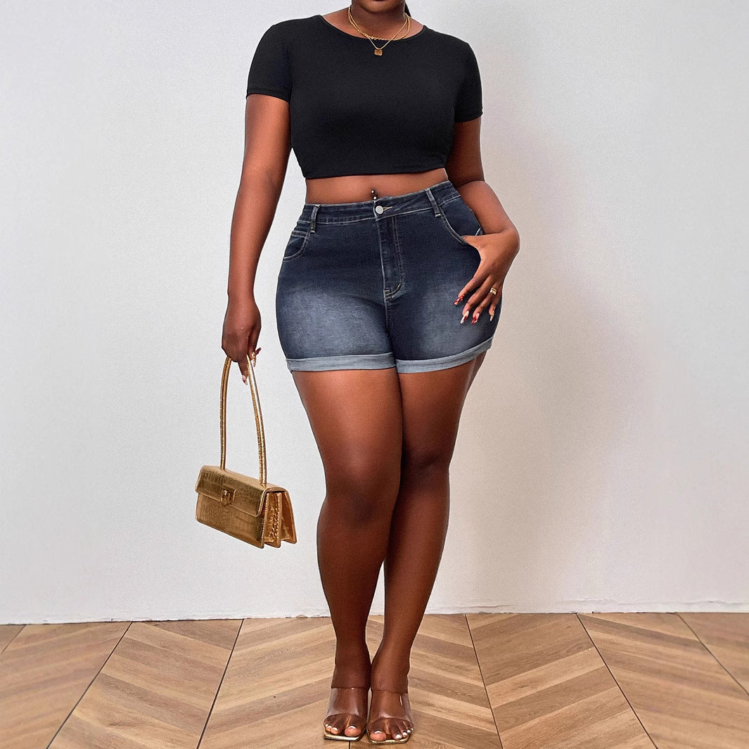 Short en Jean Taille Basse Femme  Style Rétro Américain