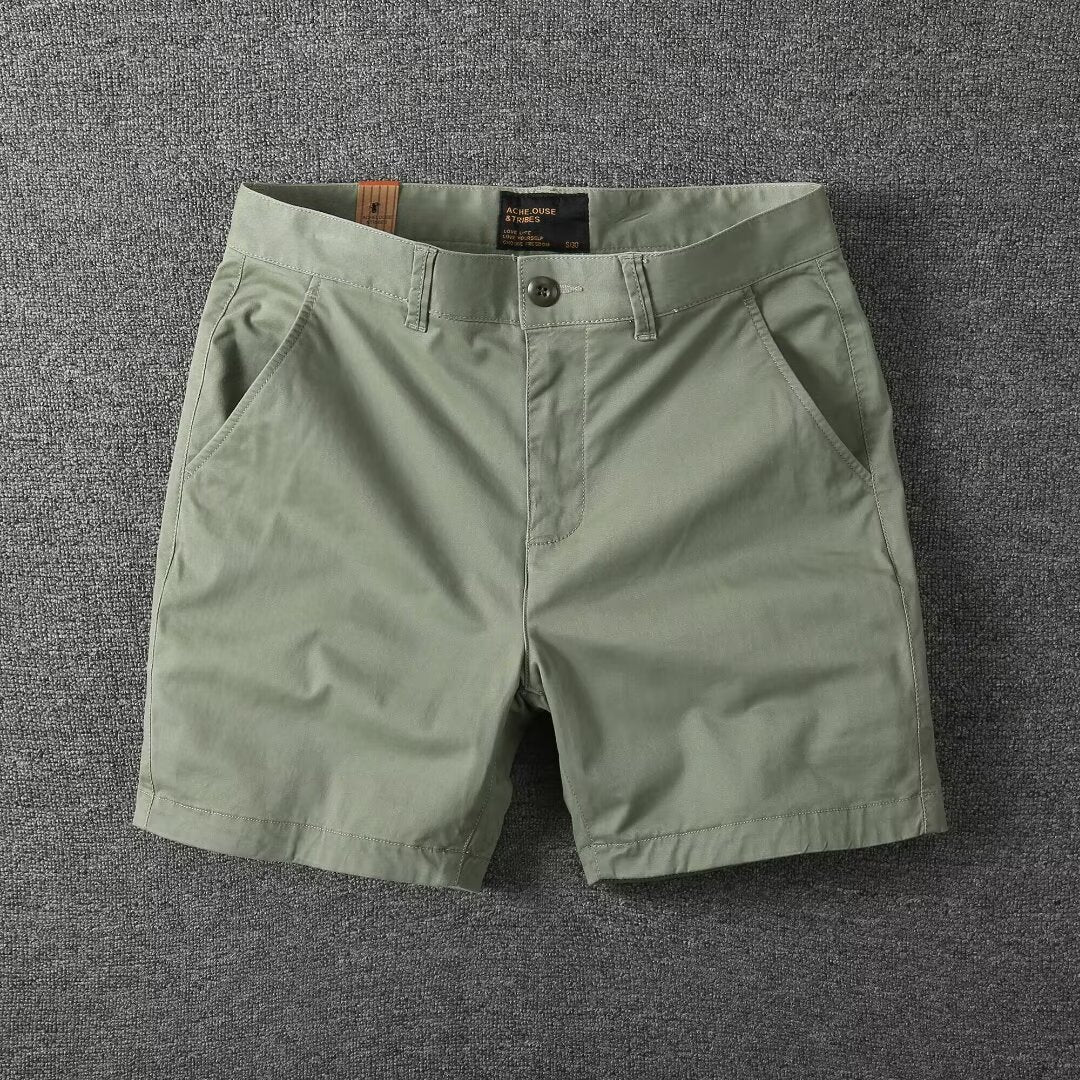 Short décontracté en coton lavé pour homme  Léger, coupe droite slim, avec légère élasticité, tendance et polyvalent
