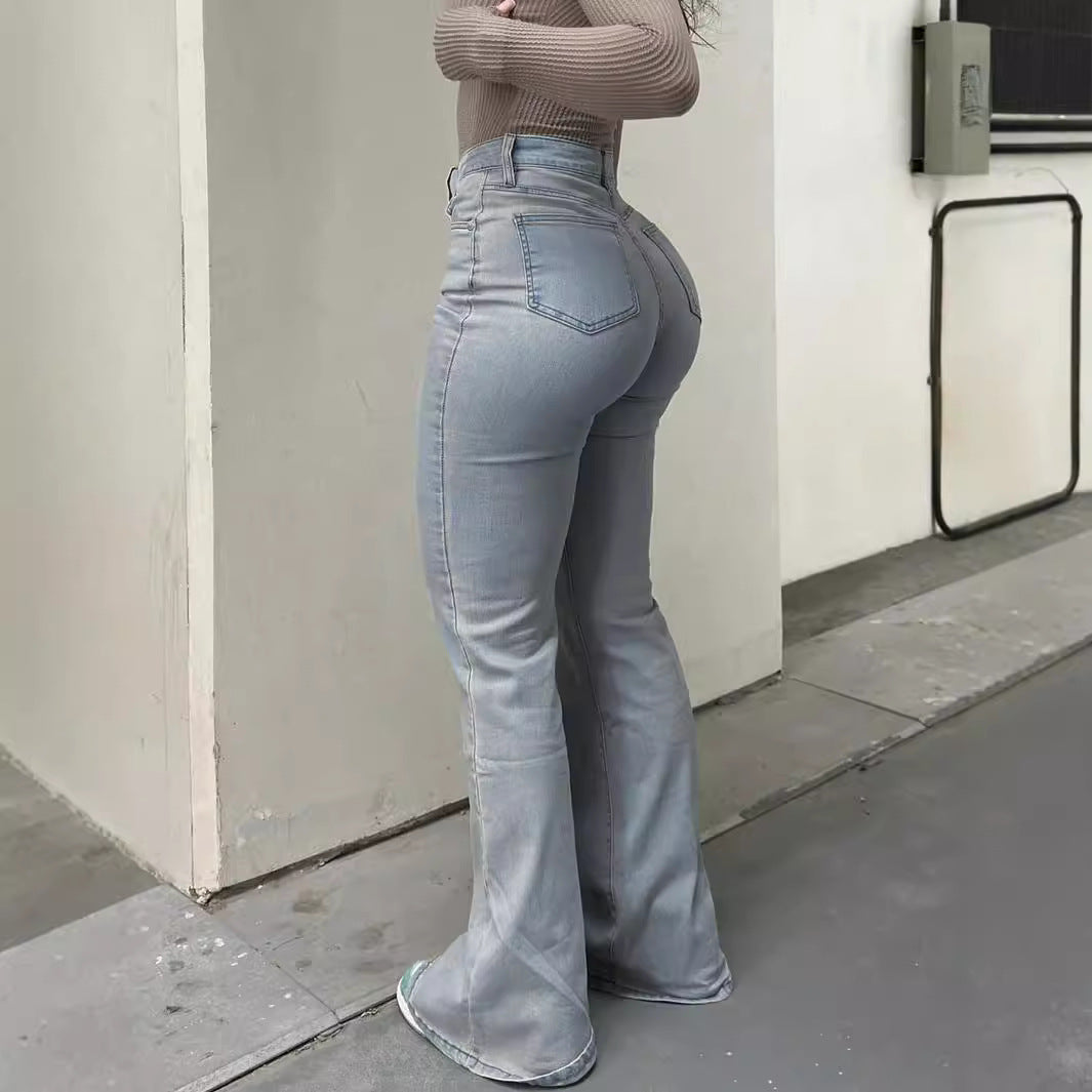 Jean Évasé Taille Haute  Style Urbain et Élégance Décontractée