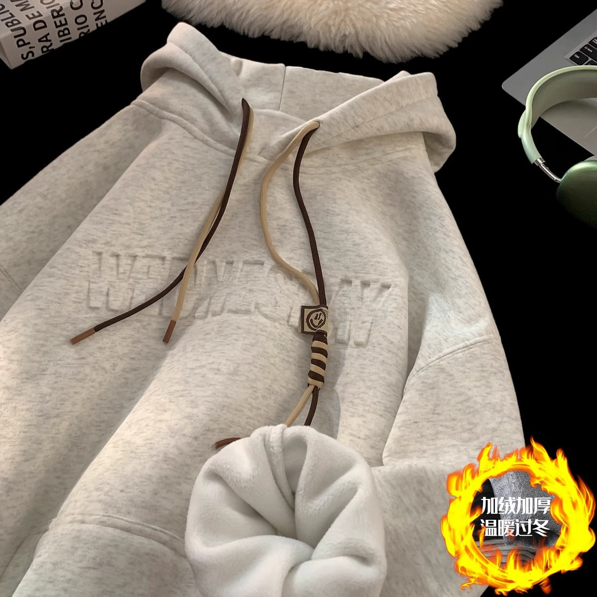 Sweat-shirt homme épais à capuche  style urbain, coupe confortable, pour printemps et automne