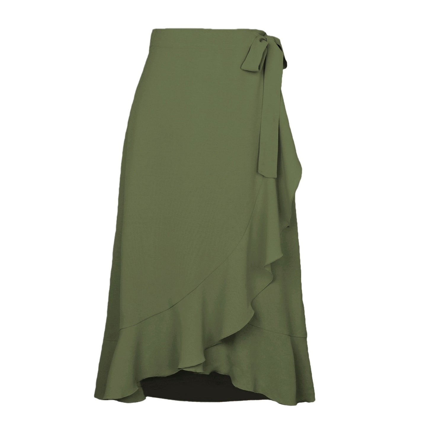 Jupe Élégante à Volants  Coupe Asymétrique & Tissu Uni Drapé