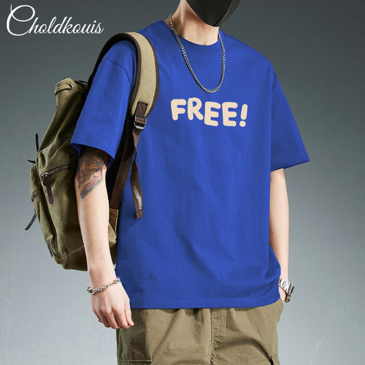 T-shirt homme en coton épais  manches courtes, imprimé sobre, coupe ample et confortable