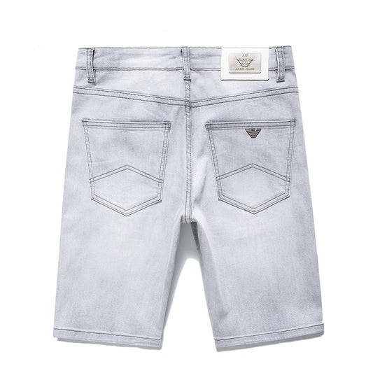 Jean gris clair pour homme, style européen et américain, coupe droite et courte, idéal pour l'été, pantalon mi-long décontracté.