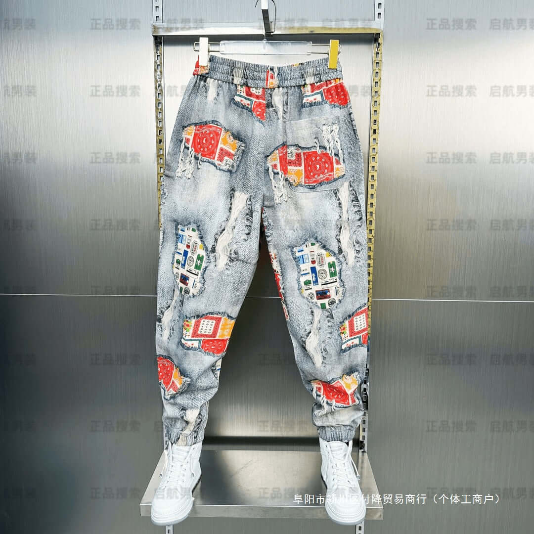 Cross-border autumn new retro Hong Kong style design sense casual pants, men's handsome, loose contrasting personality, versatile and bound feet