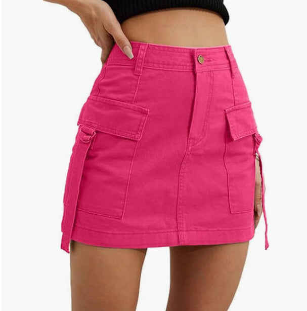Mini-Jupe Cargo Taille Basse  Coton Confortable & Effet Galbant