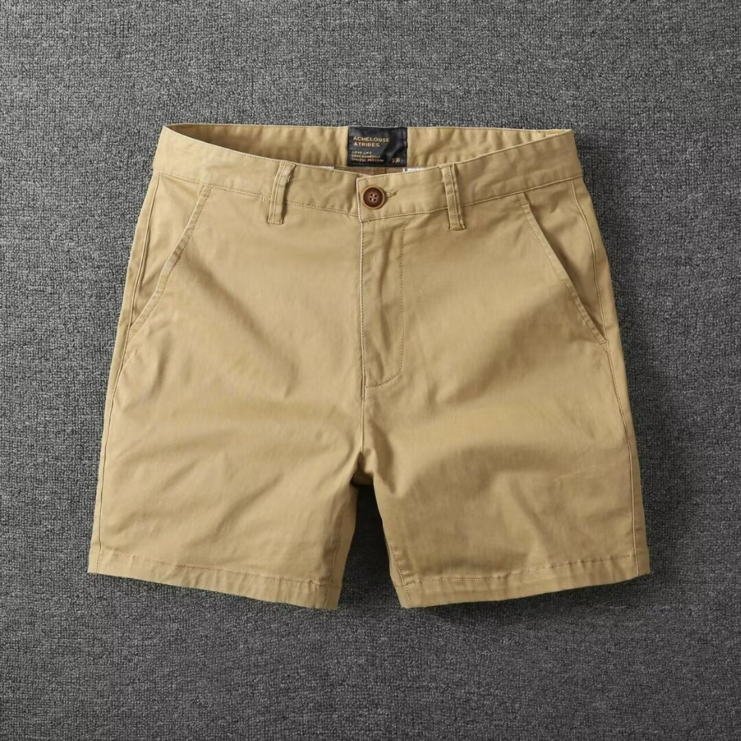Short décontracté en coton lavé pour homme  Léger, coupe droite slim, avec légère élasticité, tendance et polyvalent