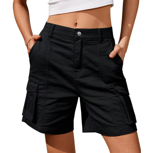 Pantalon Femme Printemps-Été  Coupe Élégante à Poches 3D et Boutons